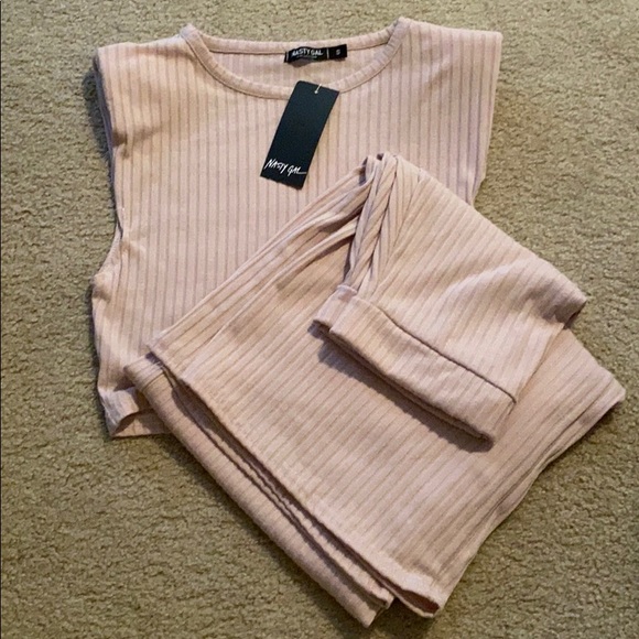 Nasty Gal Ribbed Tank Top And Pants Set Lounge - Picture 6 of 7